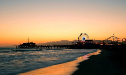 Santa Monica Pier on beach in Los Angeles